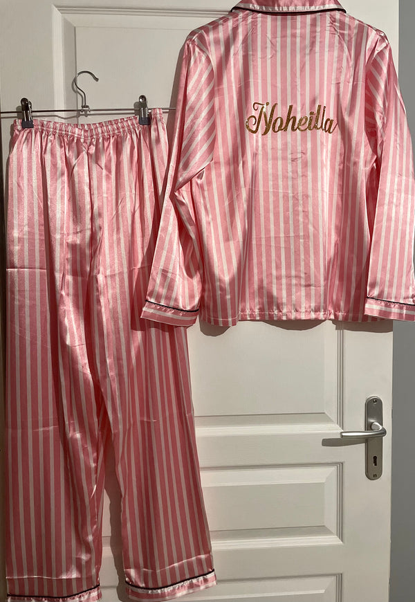 Ensemble de pyjama à rayure Rose & Blanc