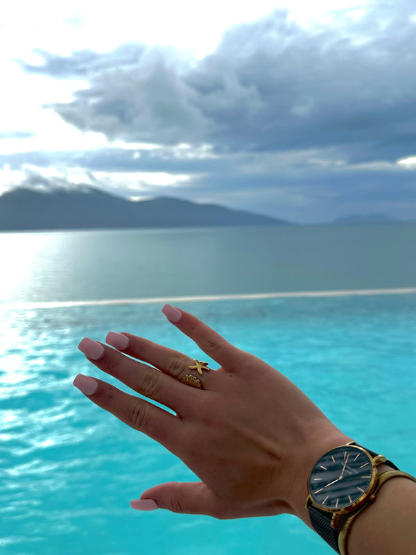 Bague coquillages & étoile de mer